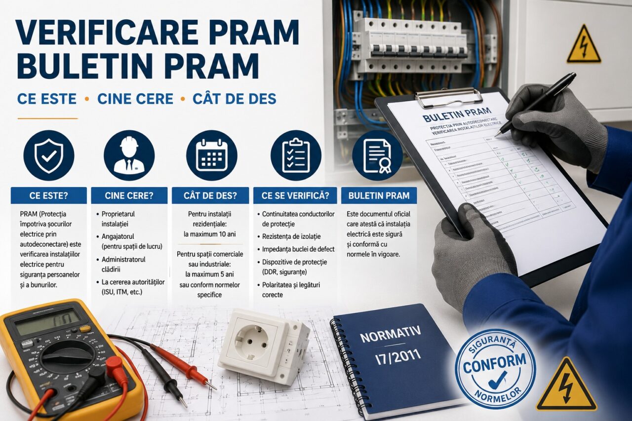 Infografic verificare PRAM și panou electric industrial